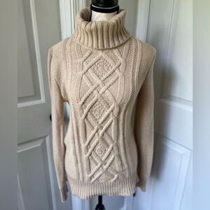 J Crew Wool Blend Cableknit Turtleneck Sweater Small